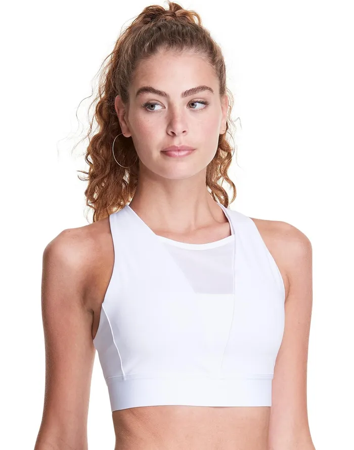Absolute Shape High Impact Sports Bra C Logo White Women Champion Sports Bras and Bralettes