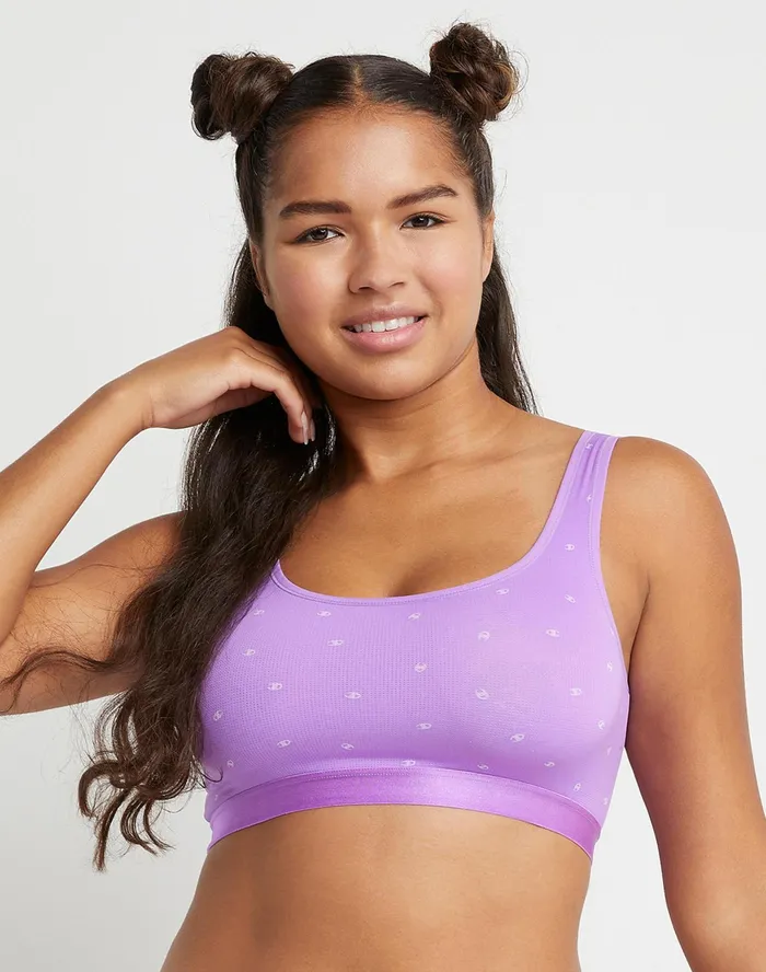 Active Brights Bralette C Logo Purple C Logo Women Champion Sports Bras and Bralettes