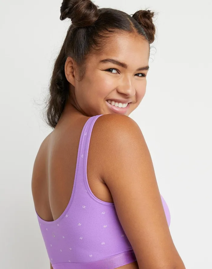 Active Brights Bralette C Logo Purple C Logo Women Champion Sports Bras and Bralettes
