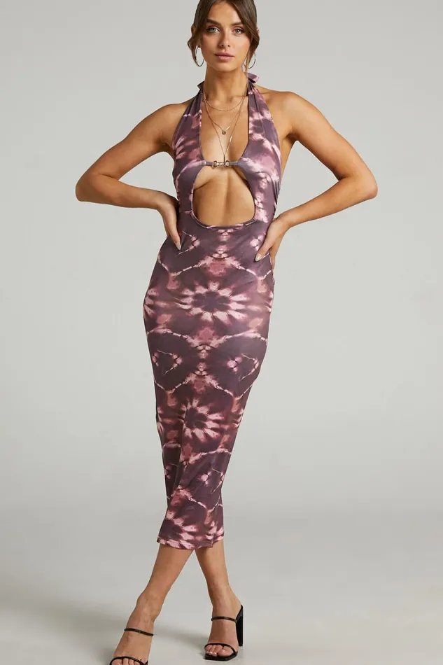 Agatchia Midi Dress 8211 TieDye Halterneck Dress In Multi Women Showpo Dresses
