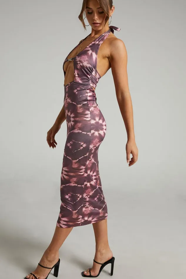Agatchia Midi Dress 8211 TieDye Halterneck Dress In Multi Women Showpo Dresses