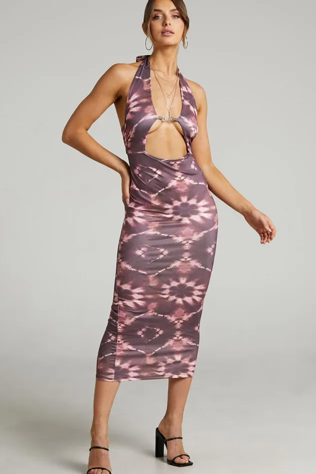 Agatchia Midi Dress 8211 TieDye Halterneck Dress In Multi Women Showpo Dresses