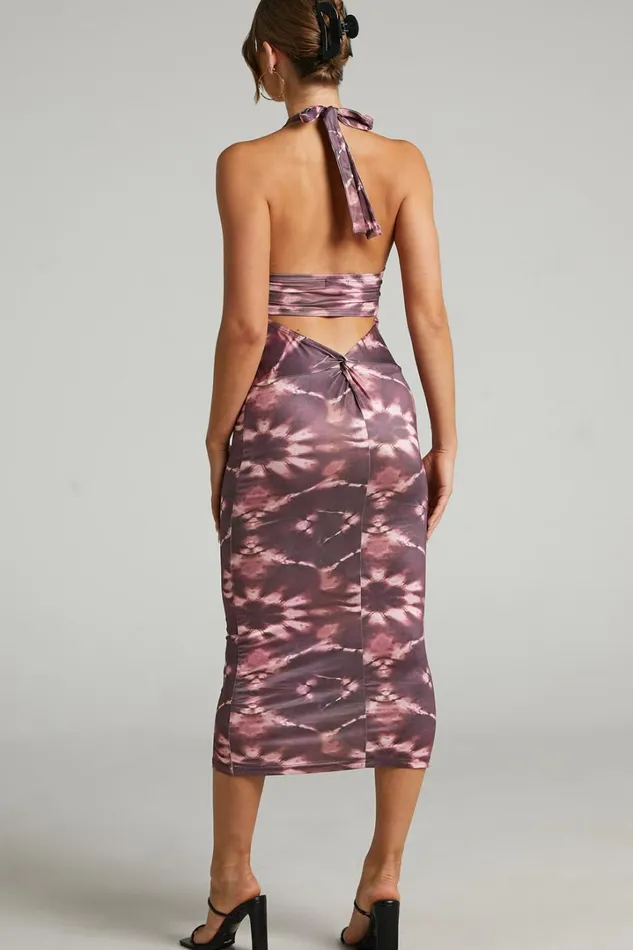 Agatchia Midi Dress 8211 TieDye Halterneck Dress In Multi Women Showpo Dresses