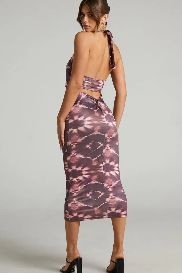 Agatchia Midi Dress 8211 TieDye Halterneck Dress In Multi Women Showpo Dresses