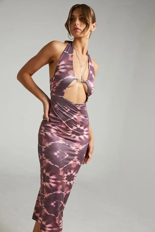 Agatchia Midi Dress 8211 TieDye Halterneck Dress In Multi Women Showpo Dresses