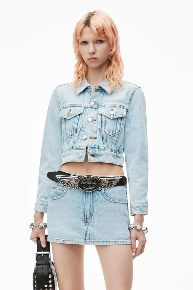 Alexander Wang Denim Mid Rise Mini Skort In Comfort Stretch Denim 8211 Women