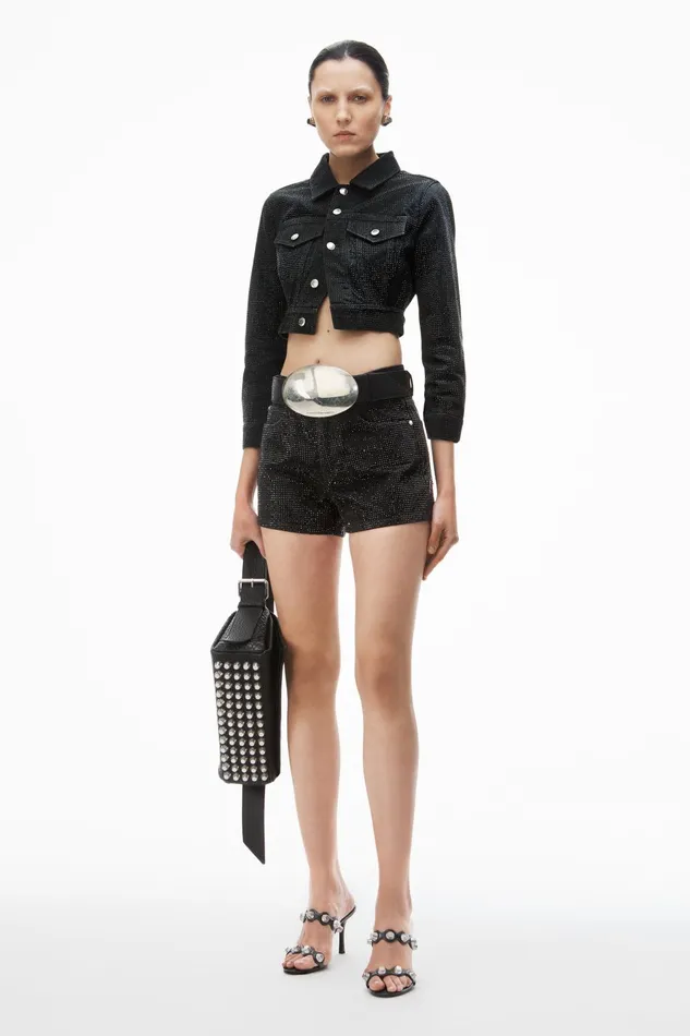 Alexander Wang Denim Shorty HighRise Short In Crystal Hotfix Denim 8211 Women