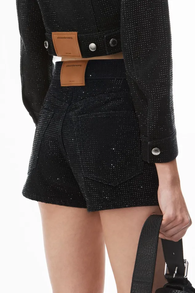 Alexander Wang Denim Shorty HighRise Short In Crystal Hotfix Denim 8211 Women