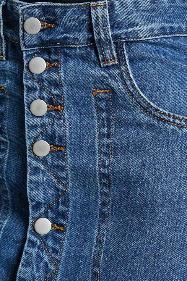 Alisa Midi Skirt 8211 Button Through A Line Denim Skirt In Dark Blue Wash Women Showpo Denim