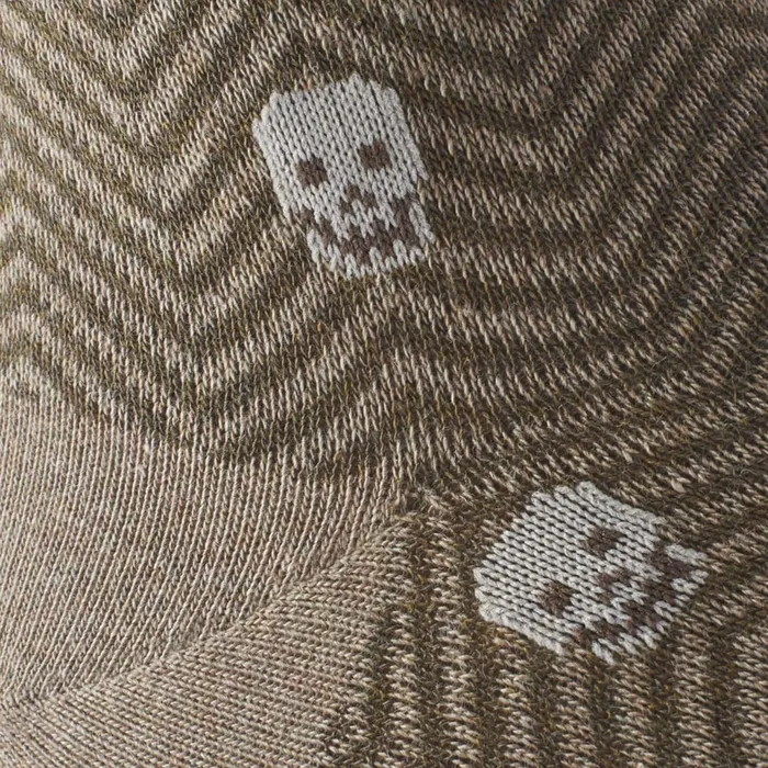 Allen Edmonds Cotton Blend Pattern Dress Sock Khaki Herringbone Skull Men Socks