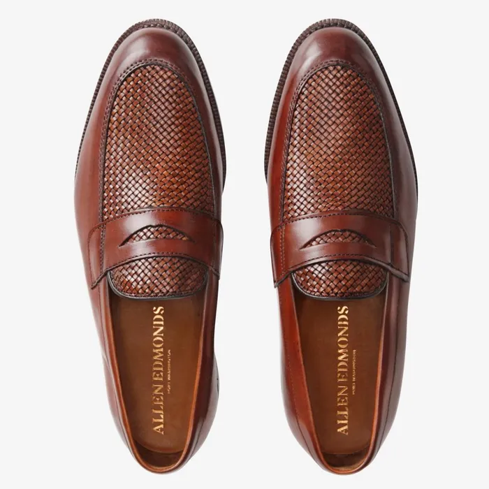 Allen Edmonds Lake Bluff Weave Dress Loafer Dark Chili Men Loafers and SlipOns