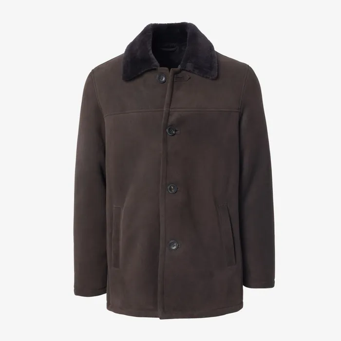 Allen Edmonds Shearling Car Coat Chestnut Men Outerwear