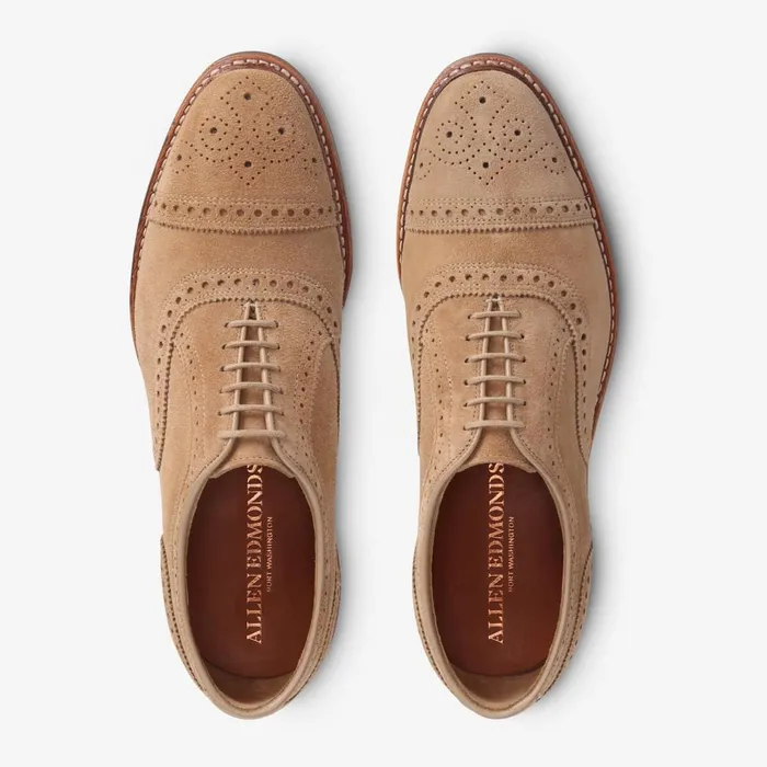 Allen Edmonds Strandmok Suede CapToe Oxford Camel Men Wide Width Shoes