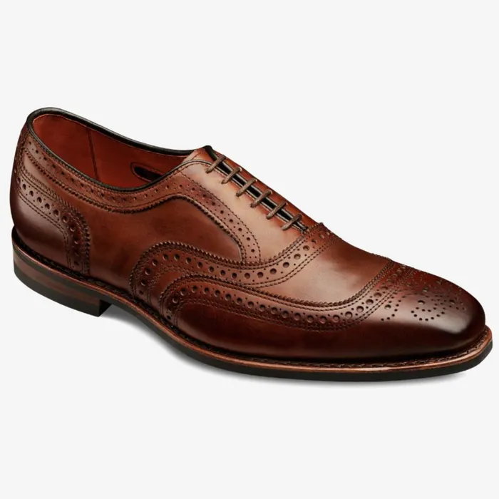 Allen Edmonds University Wingtips Dress Shoes Chili Burnished Leather Men Oxfords and Derbys