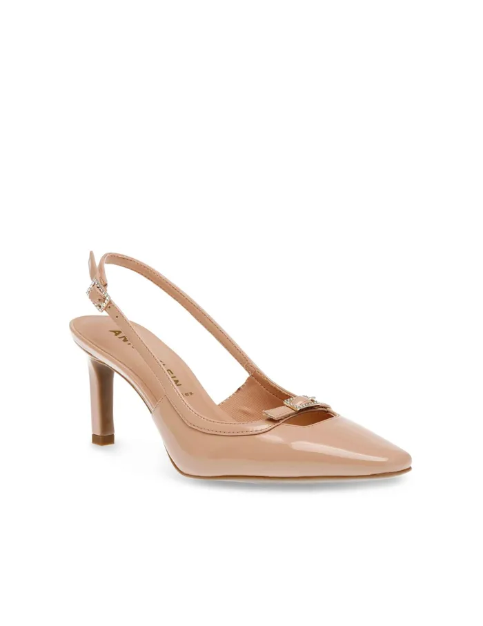 Anne Klein Roxy Sling Back Dress Pump Natural Patent Women Shoes