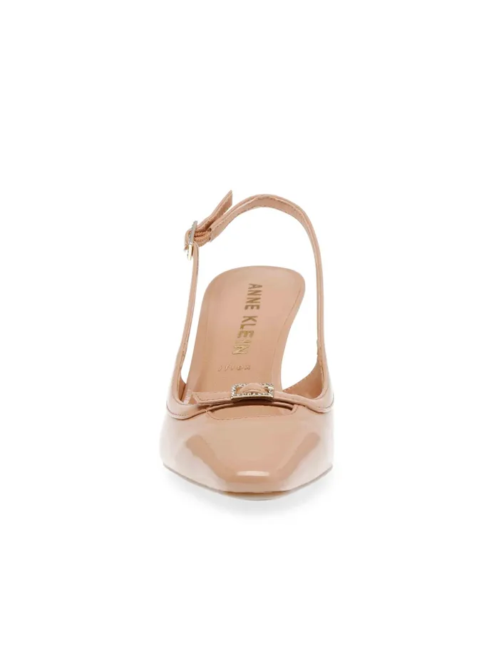Anne Klein Roxy Sling Back Dress Pump Natural Patent Women Shoes