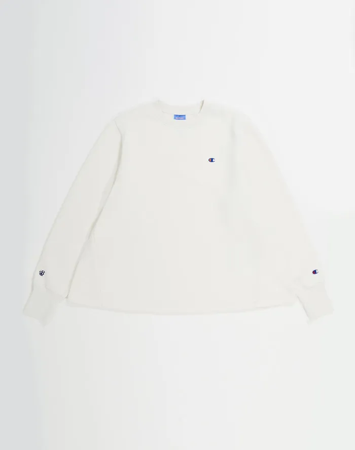 Beams Boy Reverse Weave Sweatshirt C Logo White Women Champion Hoodies and Sweatshirts