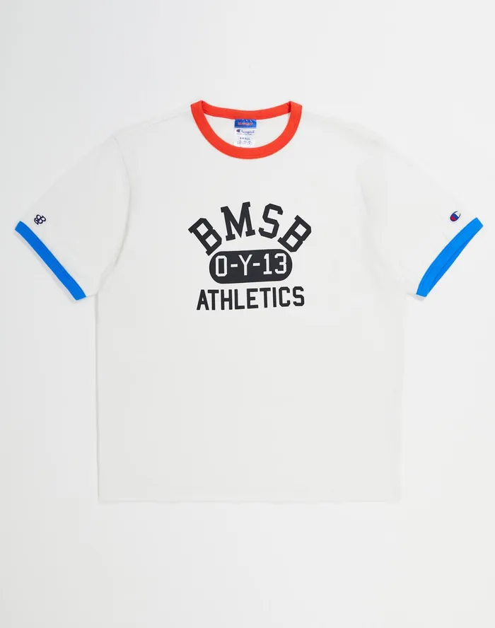 Beams Boy Ringer TShirt Bmsb Graphic C Logo Chalk Whiteamazing Aqua Women Champion TShirts and Tops