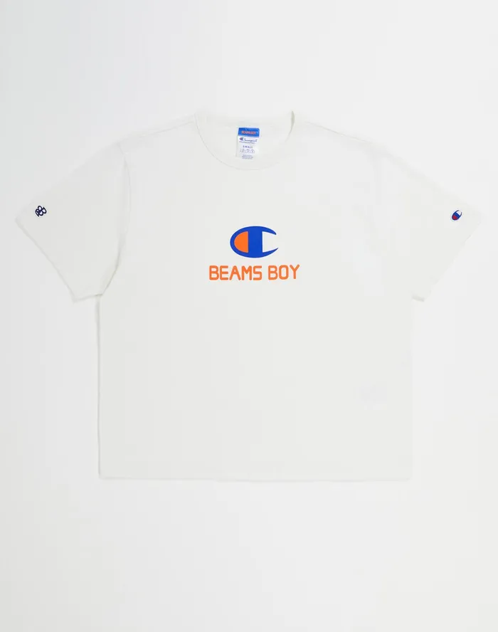 Beams Boy TShirt C Logo Chalk White Women Champion TShirts and Tops