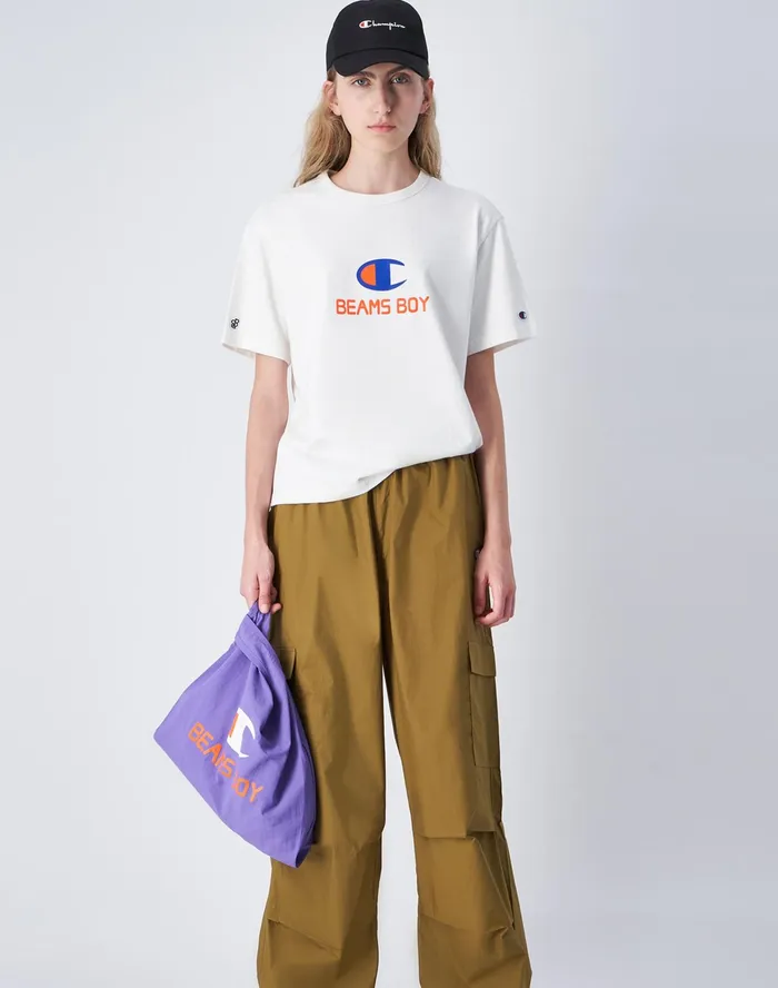 Beams Boy TShirt C Logo Chalk White Women Champion TShirts and Tops