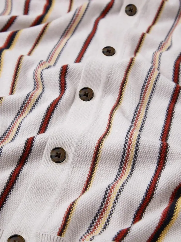 Ben Sherman Mod Knit Polos Men Striped ButtonDown Knit Polo 8211 Ivory