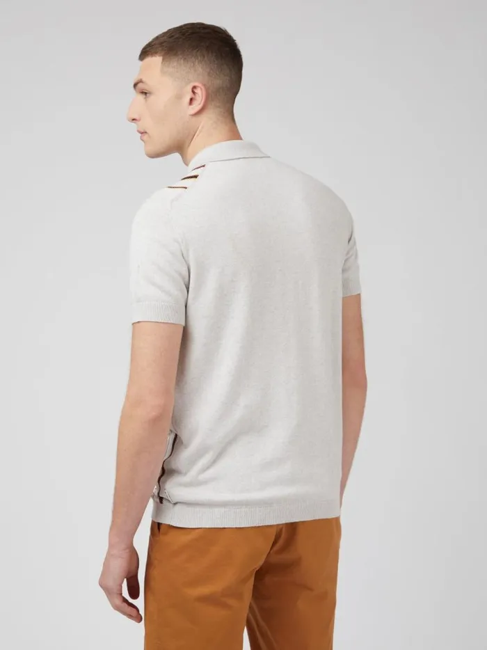 Ben Sherman Mod Knit Polos Men Striped ButtonDown Knit Polo 8211 Ivory