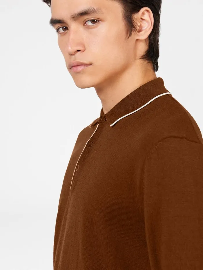 Ben Sherman Mod Knit Polos Men Tipped Merino Knit Polo 8211 Utility Brown Ben Sherman Mod Knit Polos Men Tipped Merino Knit Polo 8211 Utility Brown