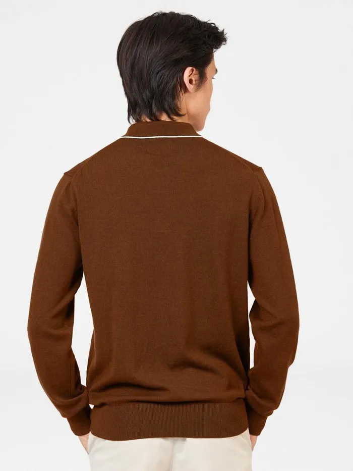 Ben Sherman Mod Knit Polos Men Tipped Merino Knit Polo 8211 Utility Brown Ben Sherman Mod Knit Polos Men Tipped Merino Knit Polo 8211 Utility Brown