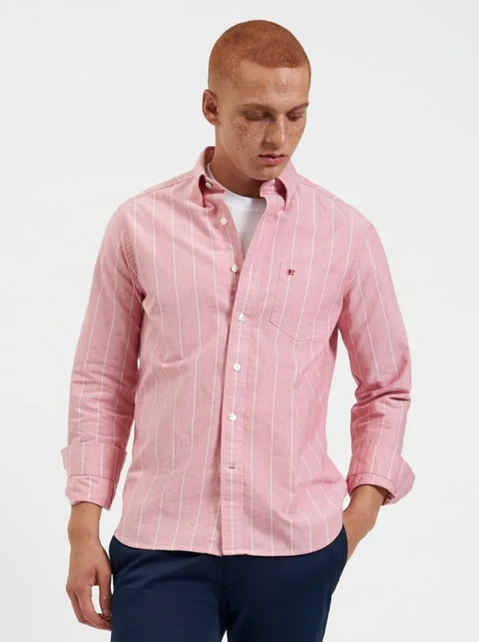 Ben Sherman Oxford Shirts Men Brighton Oxford Organic Pinstripe Shirt 8211 Light Red