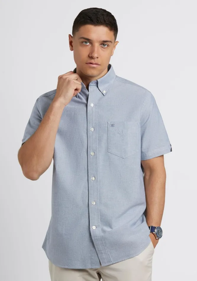 Ben Sherman Oxford Shirts Men Short Sleeve Brighton Oxford Organic Shirt 8211 Navy
