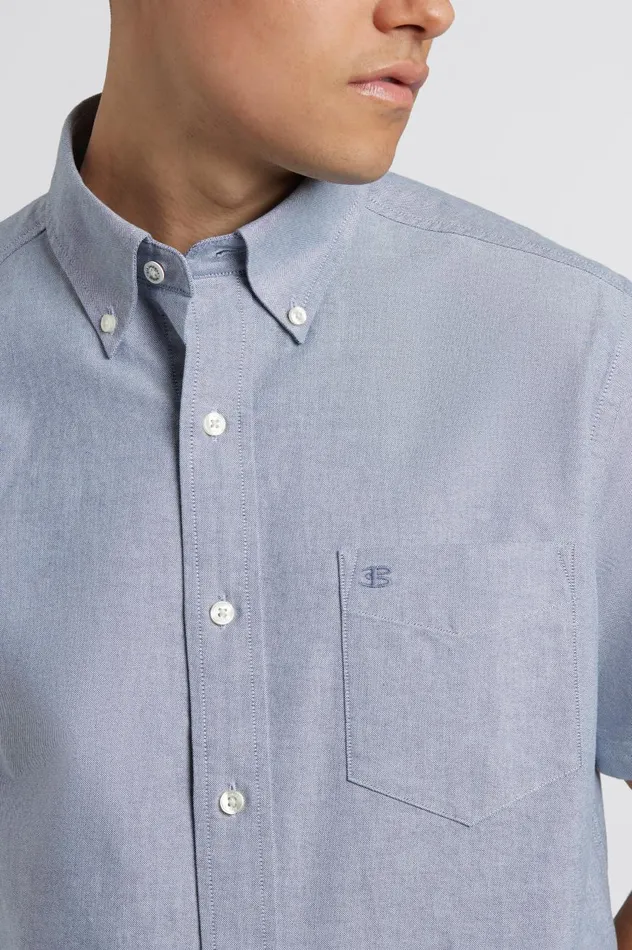 Ben Sherman Oxford Shirts Men Short Sleeve Brighton Oxford Organic Shirt 8211 Navy