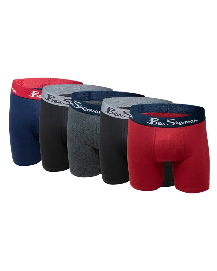 Ben Sherman Underwear Men 5Pack NoFly Cotton Stretch Boxer Briefs 8211 Multi