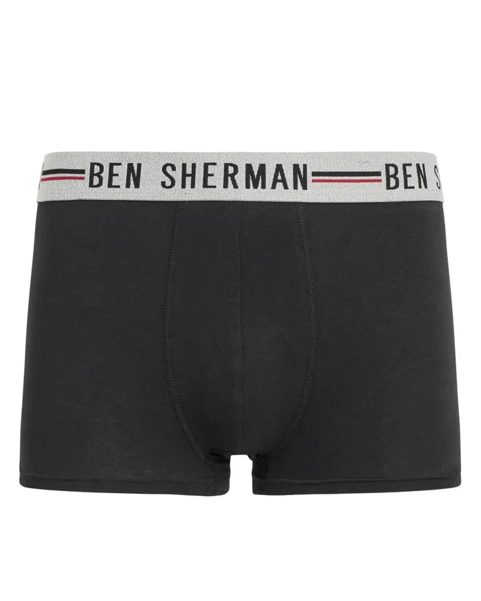 Ben Sherman Underwear Men Roman 3Pack Fitted NoFly BoxerBriefs 8211 BlackWhiteGrey