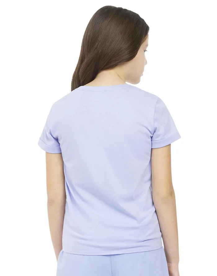 Big Girls TieFront TShirt Block Logo Lavender Kids Champion Tanks and TShirts