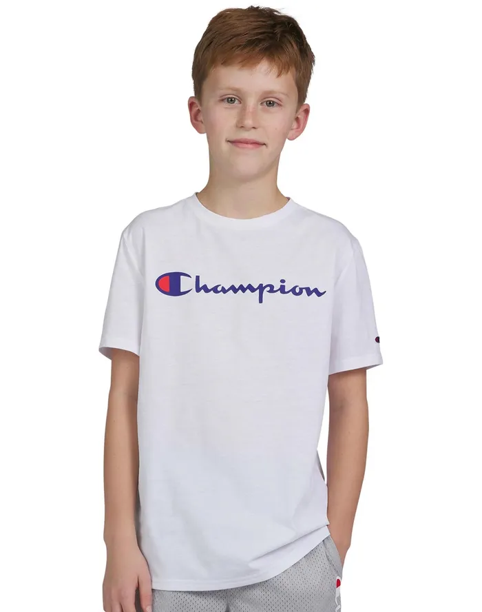 Big Kids039 Signature ShortSleeve TShirt Bright White Kids Champion TShirts