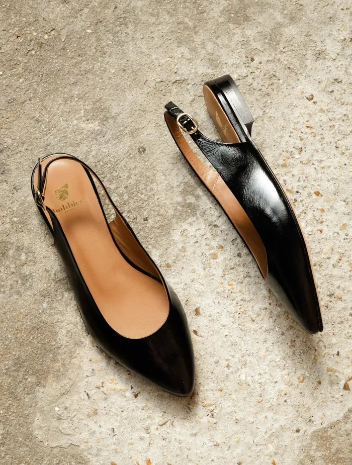 Bobbies Ballet Flats Paige Black Vinyl 8211 Women