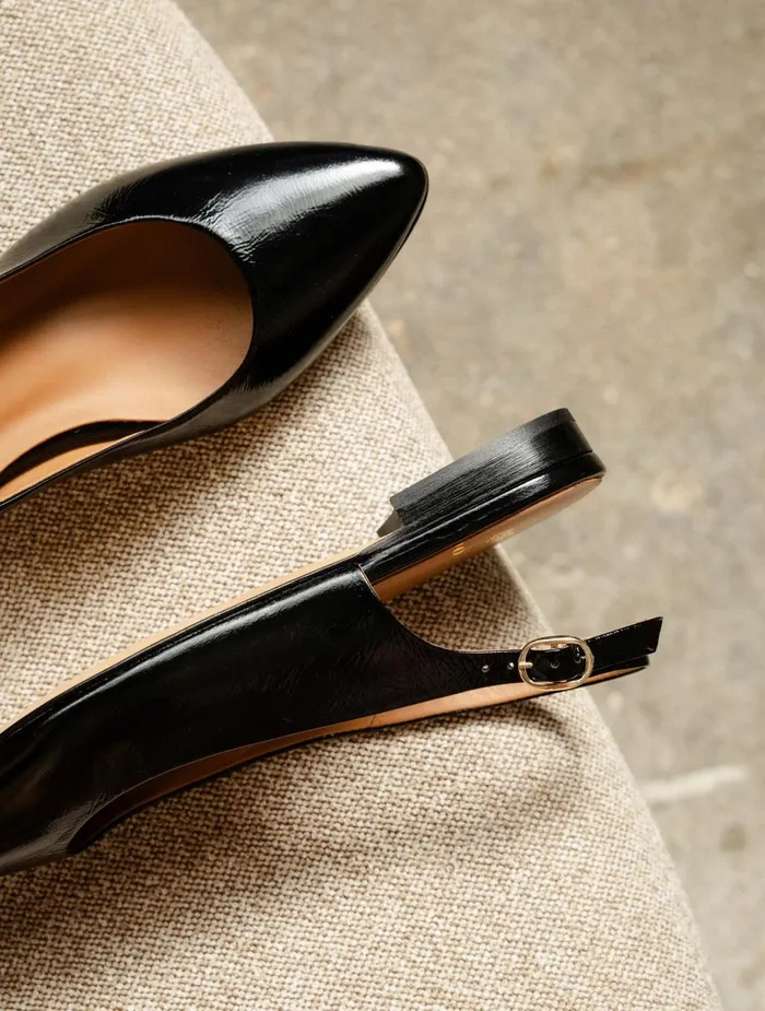 Bobbies Ballet Flats Paige Black Vinyl 8211 Women