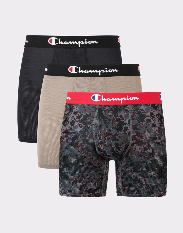 Boxer Briefs Pack Lightweight Stretch Moisture Wicking Mesh 3Pack Assorted Men Champion Underwear Boxer Briefs Pack Lightweight Stretch Moisture Wicking Mesh 3Pack Assorted Men Champion Underwear