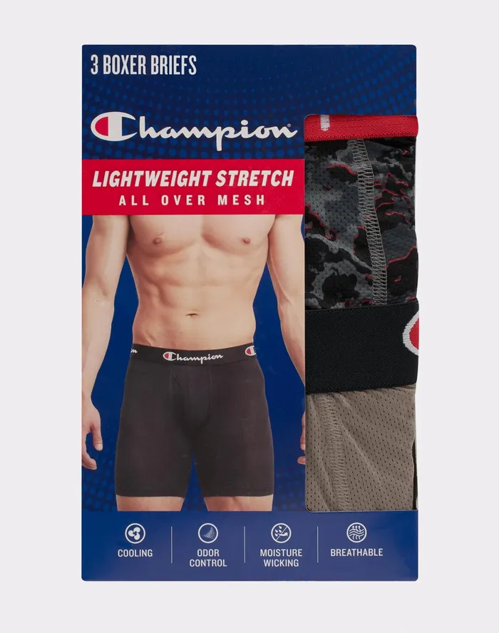 Boxer Briefs Pack Lightweight Stretch Moisture Wicking Mesh 3Pack Assorted Men Champion Underwear