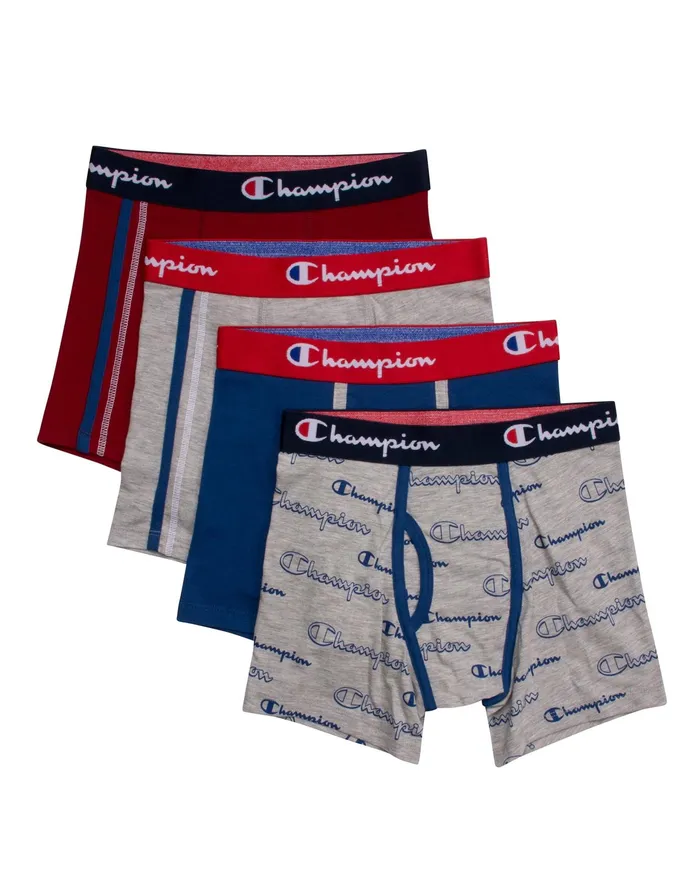 Boy039S Cotton Stretch Boxer Briefs 4Pairs Assorted Kids Champion Underwear