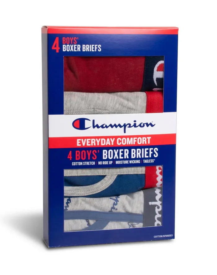 Boy039S Cotton Stretch Boxer Briefs 4Pairs Assorted Kids Champion Underwear