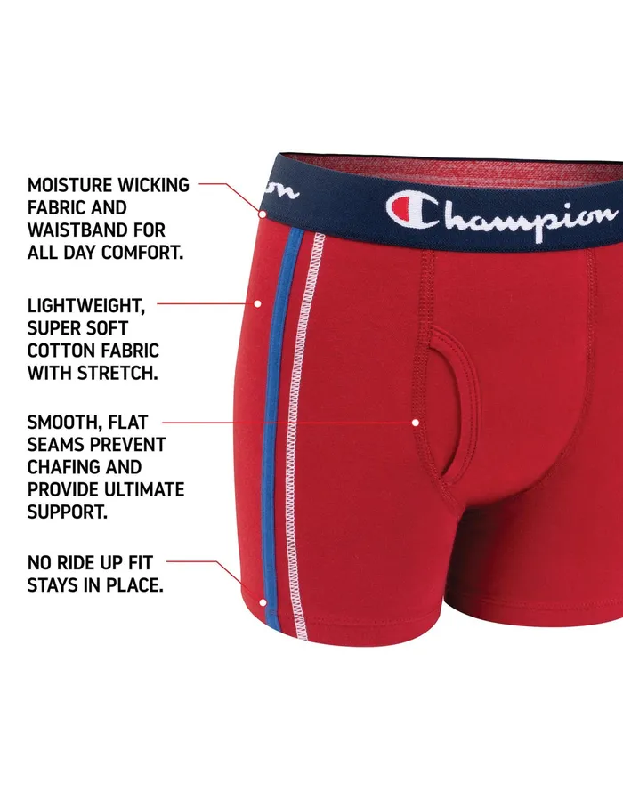 Boy039S Cotton Stretch Boxer Briefs 4Pairs Assorted Kids Champion Underwear
