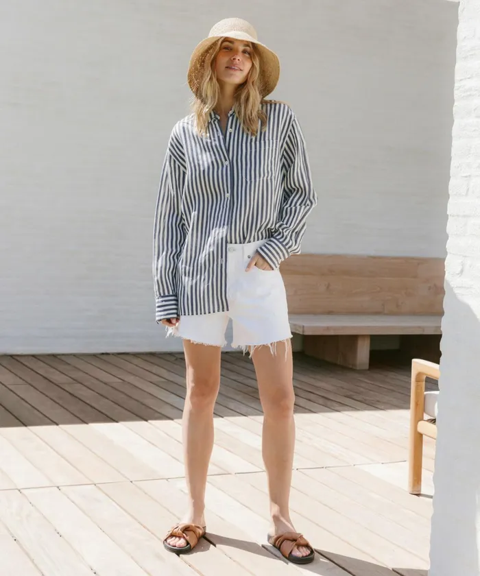 ButtonUps Women Jenni Kayne Boyfriend Shirt Ink Stripe