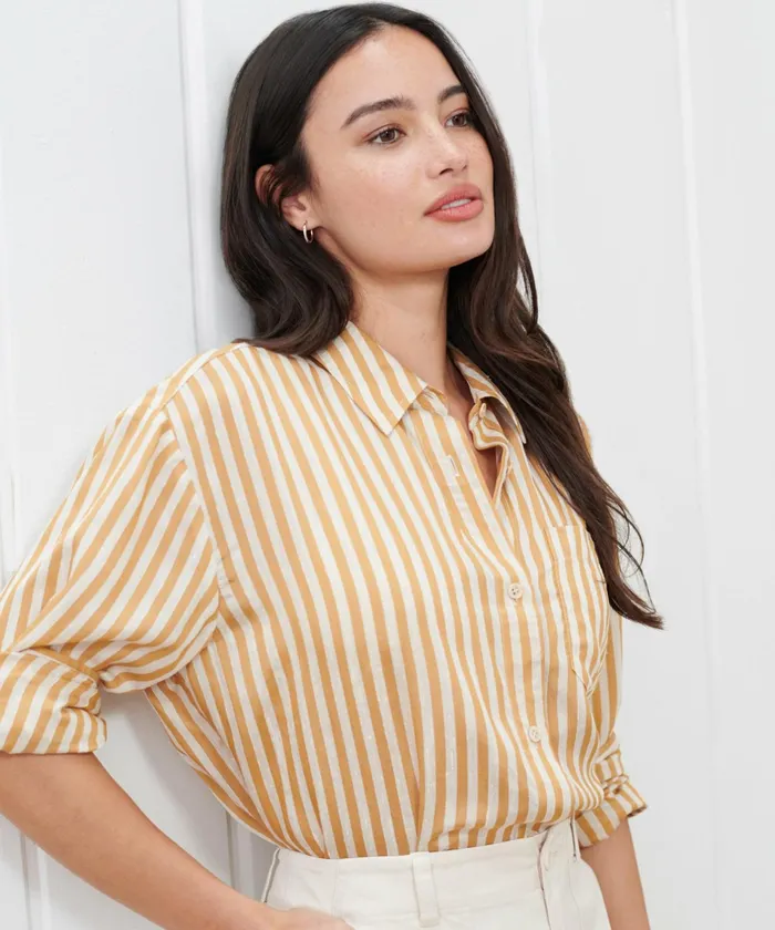 ButtonUps Women Jenni Kayne Boyfriend Shirt Mustard Stripe
