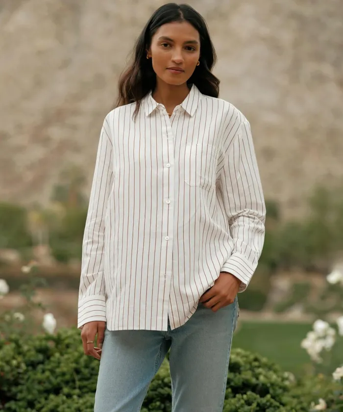 ButtonUps Women Jenni Kayne Boyfriend Shirt Walnut Stripe