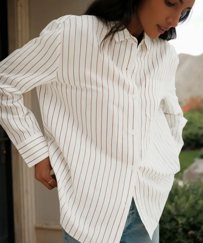 ButtonUps Women Jenni Kayne Boyfriend Shirt Walnut Stripe