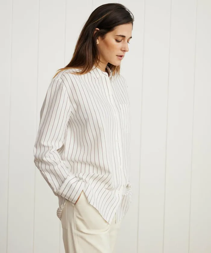 ButtonUps Women Jenni Kayne Boyfriend Shirt Walnut Stripe