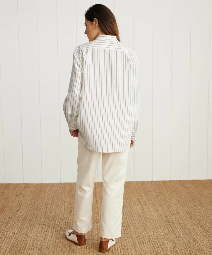 ButtonUps Women Jenni Kayne Boyfriend Shirt Walnut Stripe