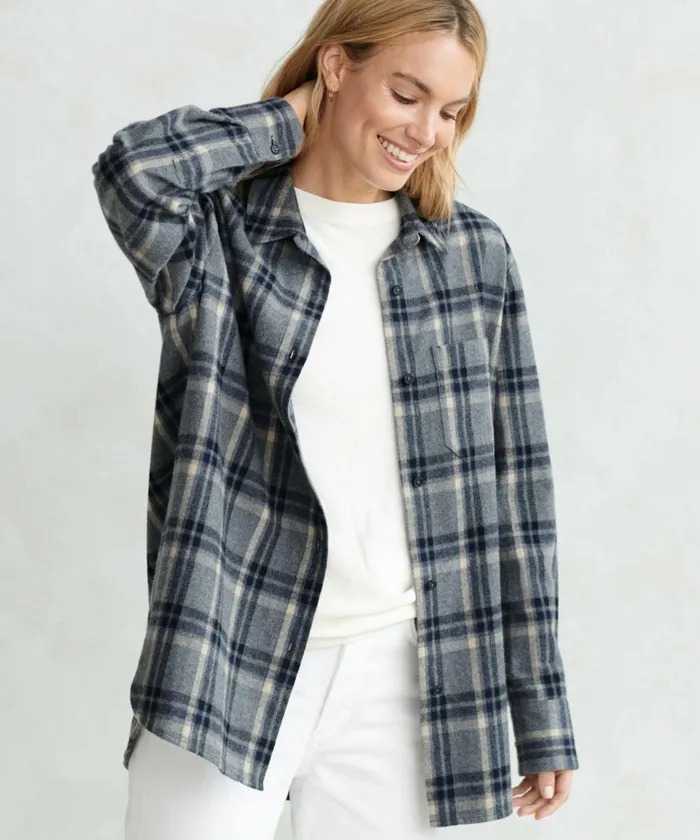 ButtonUps Women Jenni Kayne Flannel Boyfriend Shirt Grey Plaid