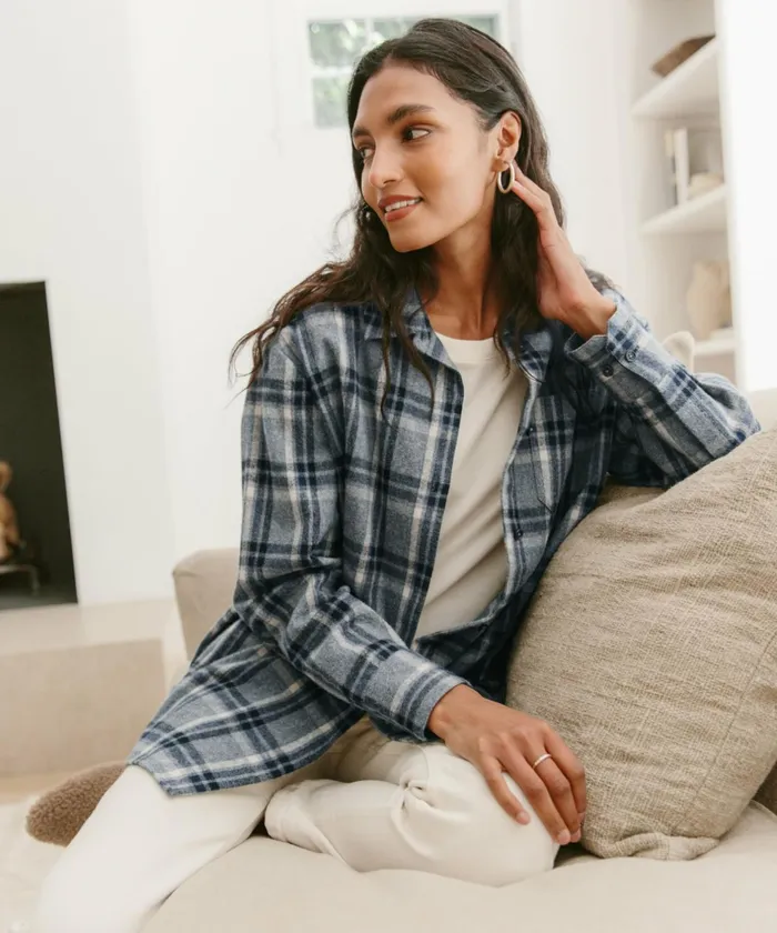ButtonUps Women Jenni Kayne Flannel Boyfriend Shirt Grey Plaid